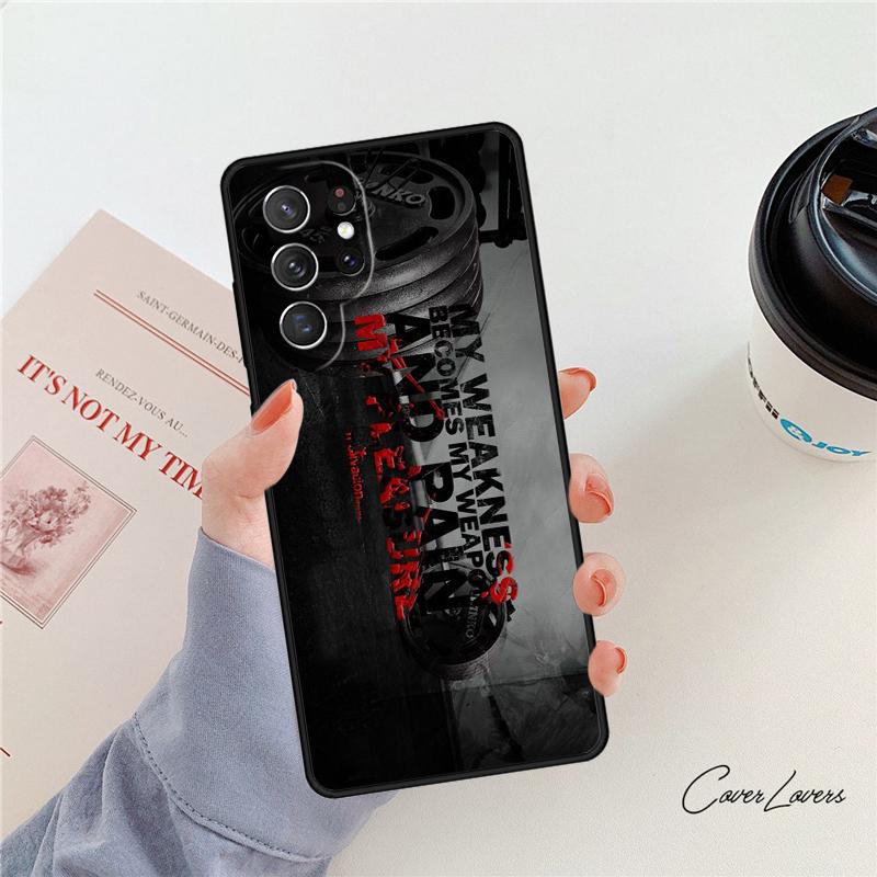 Training Workout Gym Crossfit Quote Phone Case For Samsung Galaxy S24 S25 S23 S22 Ultra Note 10 20 Plus S20 S21 FE Cover