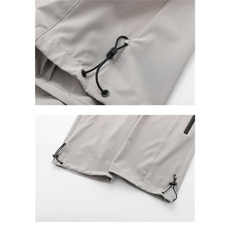 Summer Men's Ice silk Waterproof Pants Casual Zipper Can Tie Feet Solid Straight Elastic Waist Trousers Loose Daily Pants 5XL