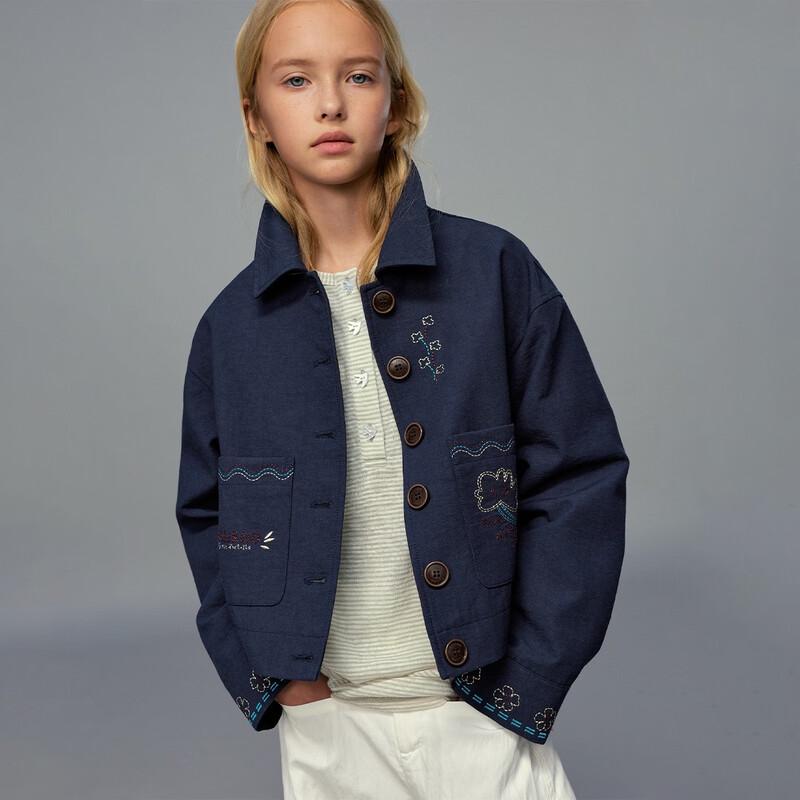 ELLE KIDS Mädchen Spaß Bestickte Retro Kurze Jacke