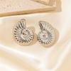 Fashionnable Stainless Steel Oversize Conch Stud Earrings  Gold Color Delicate Trendy Jewelry For Women