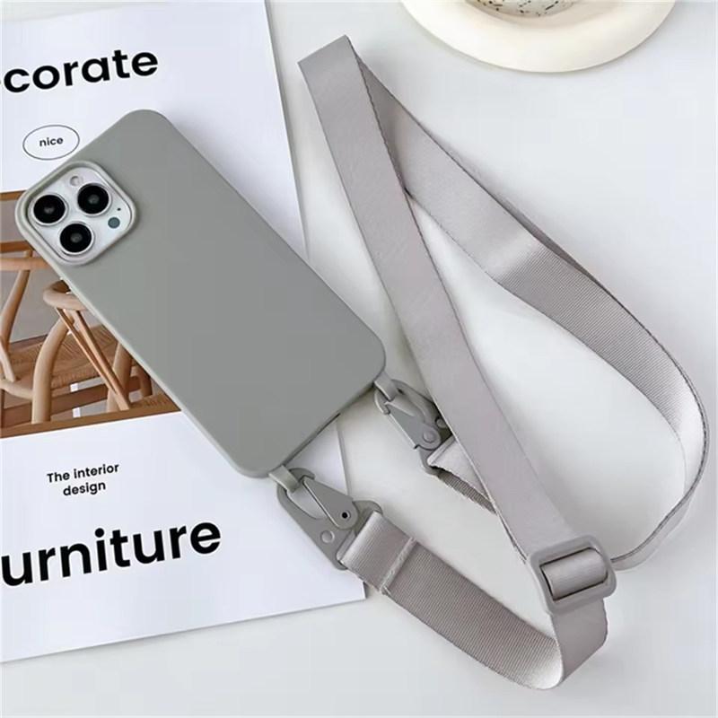 Crossbody Necklace Strap Lanyard Matte Silicone Case For iPhone 17 16 15 14 Pro Max 11 12 13 XR X XS 8 Plus SE Shockproof Cover