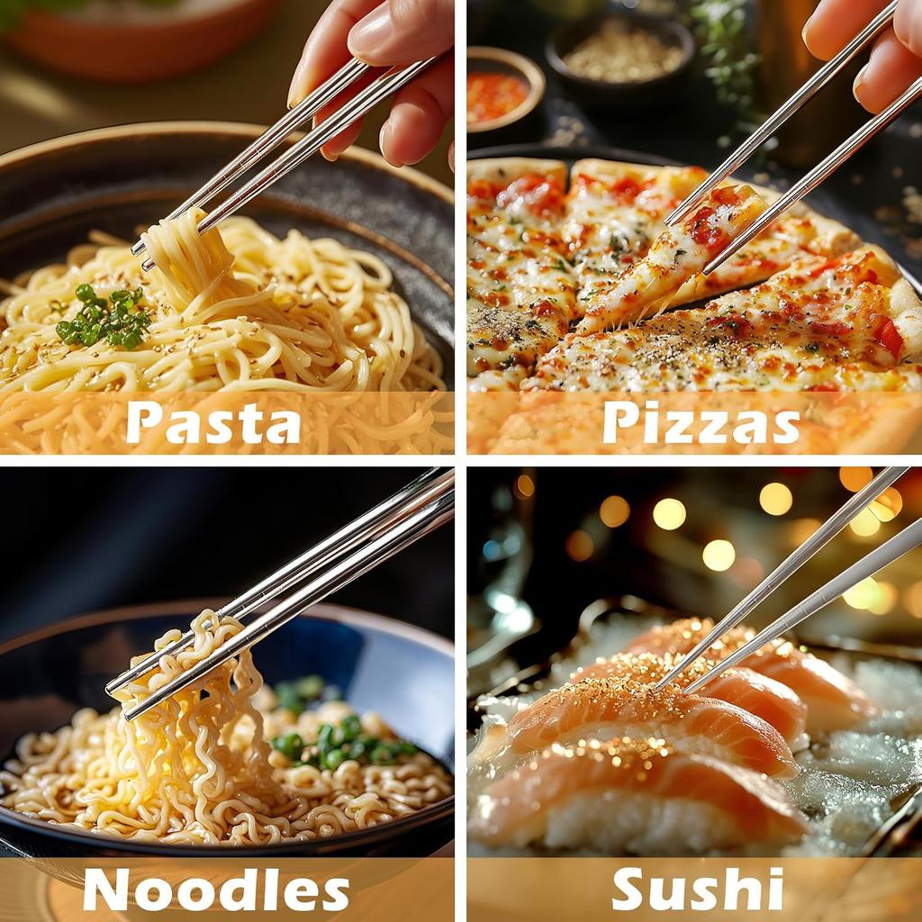 Stainless Steel Chopsticks Household Round Metal Chop Sticks Japanese Sushi Food Stick Kitchen Tableware Cutlery Sets