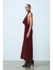 Velvet Halter Neck Backless A-line Midi Dress - Spring & Autumn Women's European Style