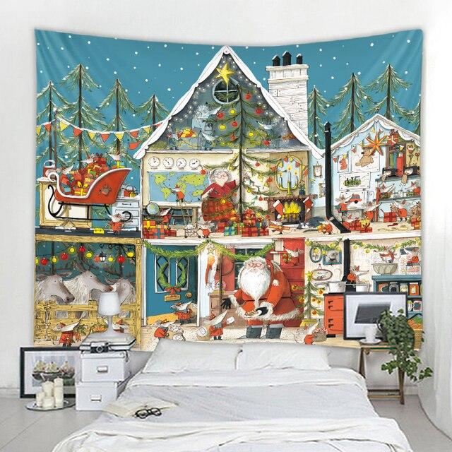 Christmas Cartoon Background Decorative Tapestry Bohemian Hippie Wall Decorative Tapestry Christmas Home Background Decorative