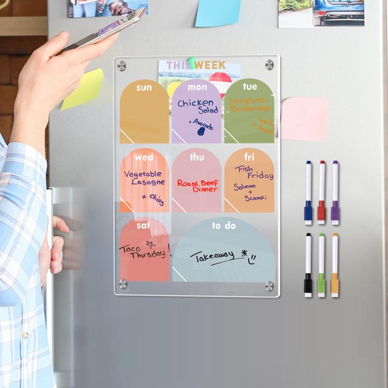 Acrylic Magnetic Memo Board For Fridge Clear Dry Erase Board For Fridge With Weekly Meal Planner For Refrigerator