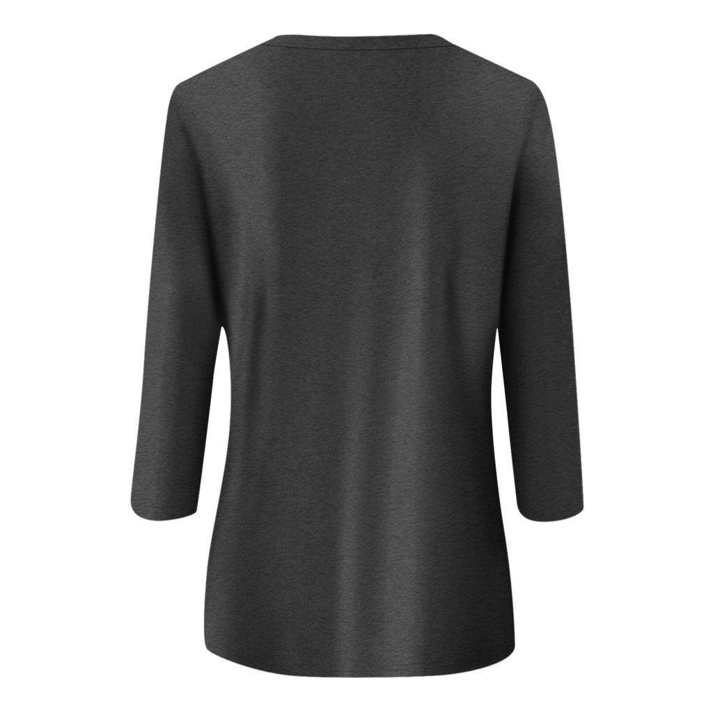 Damenmode, lässig, bedruckt, sieben Ärmel, Rundhalsausschnitt