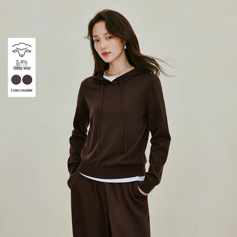 INMAN Women s Hooded Drawstring Wool Blend Knit Sweater S