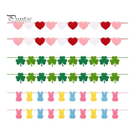 

6 шт. Праздничные баннеры из фетра с сердечками ко Дню святого Валентина, баннеры с пасхальным кроликом. Баннеры с клевером ко Дню Святого Патрика, весенние декоративные баннеры для камина на стене дома 6pcs