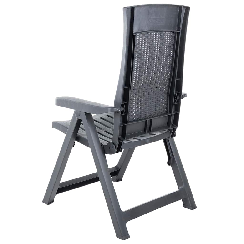 vidaXL 2 Pieces Adjustable Folding Chairs Made of Plastic, Anthracite