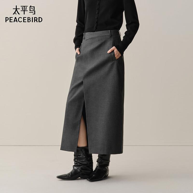 PEACEBIRD A1GFF4320 High-Waisted Midi Skirt M