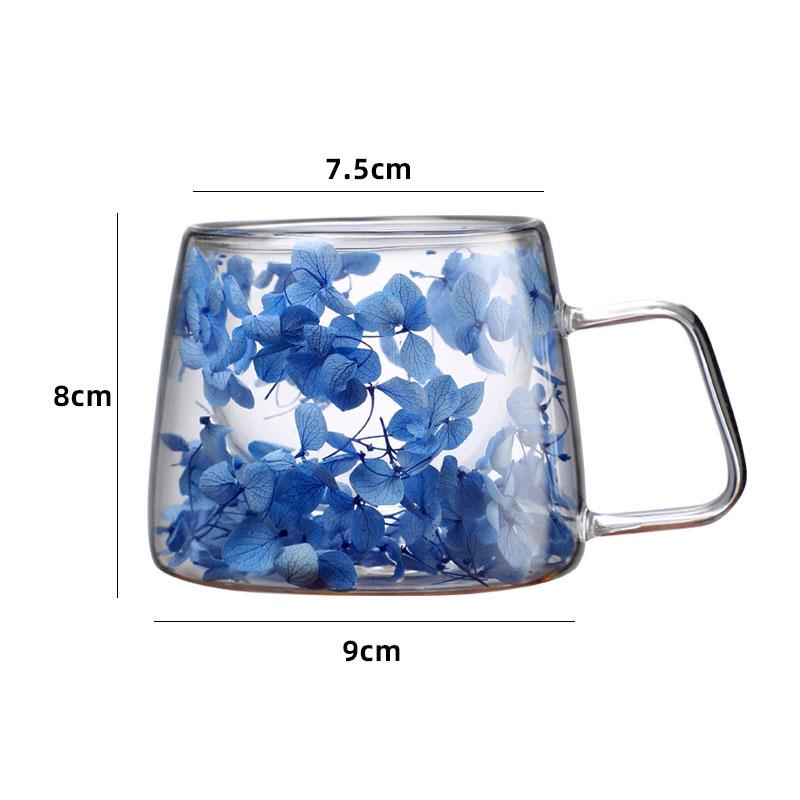 

180ml Double Wall Coffee Mug Heat-resistant Espresso Cup Clear Glass Cup For Cappuccino Tea Water Drinkware Gift Flower Des 180ml