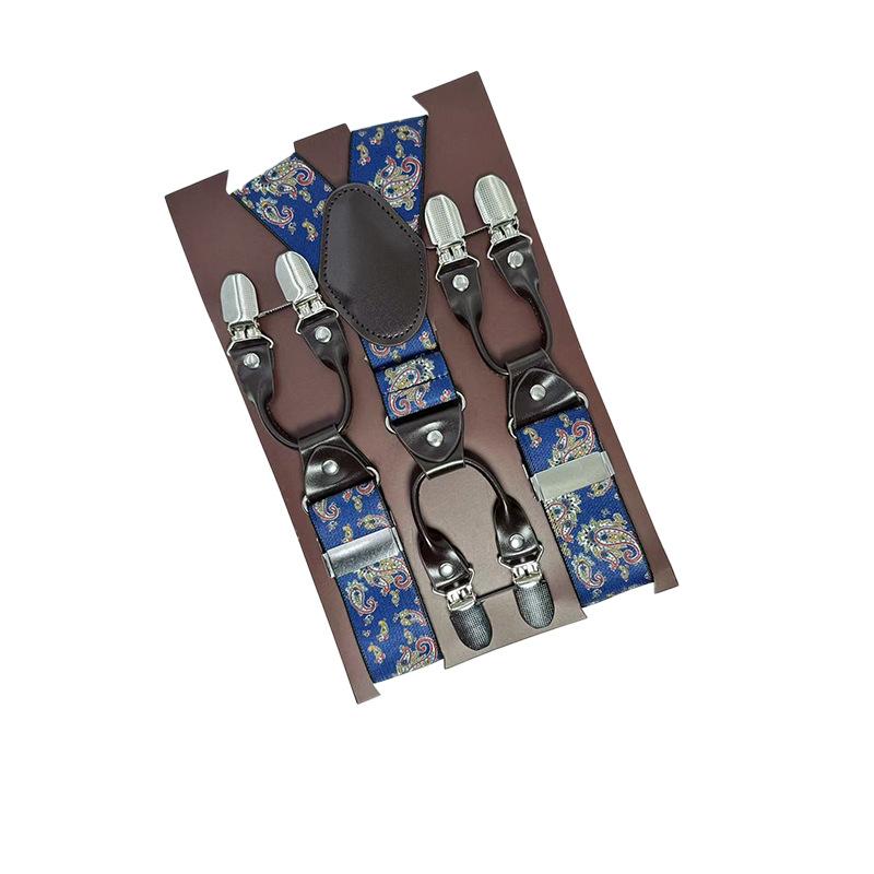 6 Clips Men'S Suspender Belt, Strap Thickened Elastic Belt, High-Quality Hardware Accessories