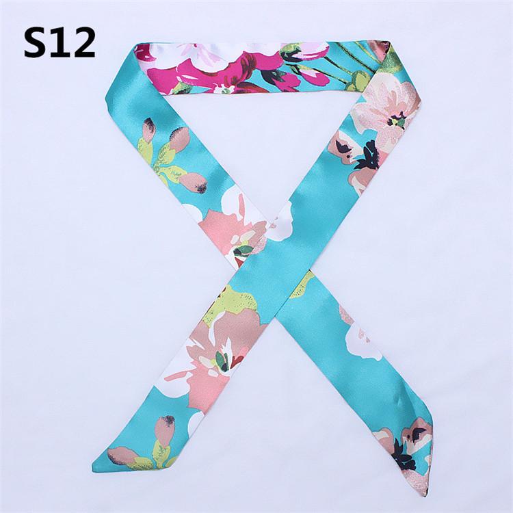 47 Colors Brand Bandana Small Silk Bag Scarf Women Head Hijab Scarf Long Skinny Scarves For Ladies Fashion Headband