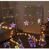 LED Curtain Icicle Christmas Lights - Creative Elk & Bells String Lights for Holiday Decor