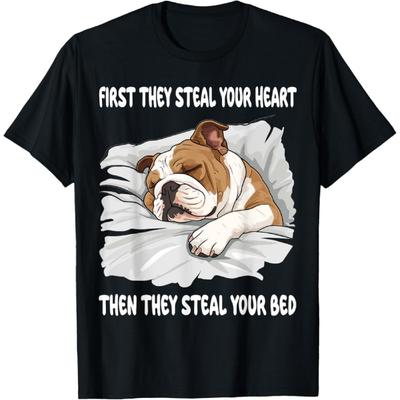 Englische Bulldogge Schlafanzug Nachthemd Herren Damen Mädchen Kinder T-Shirt