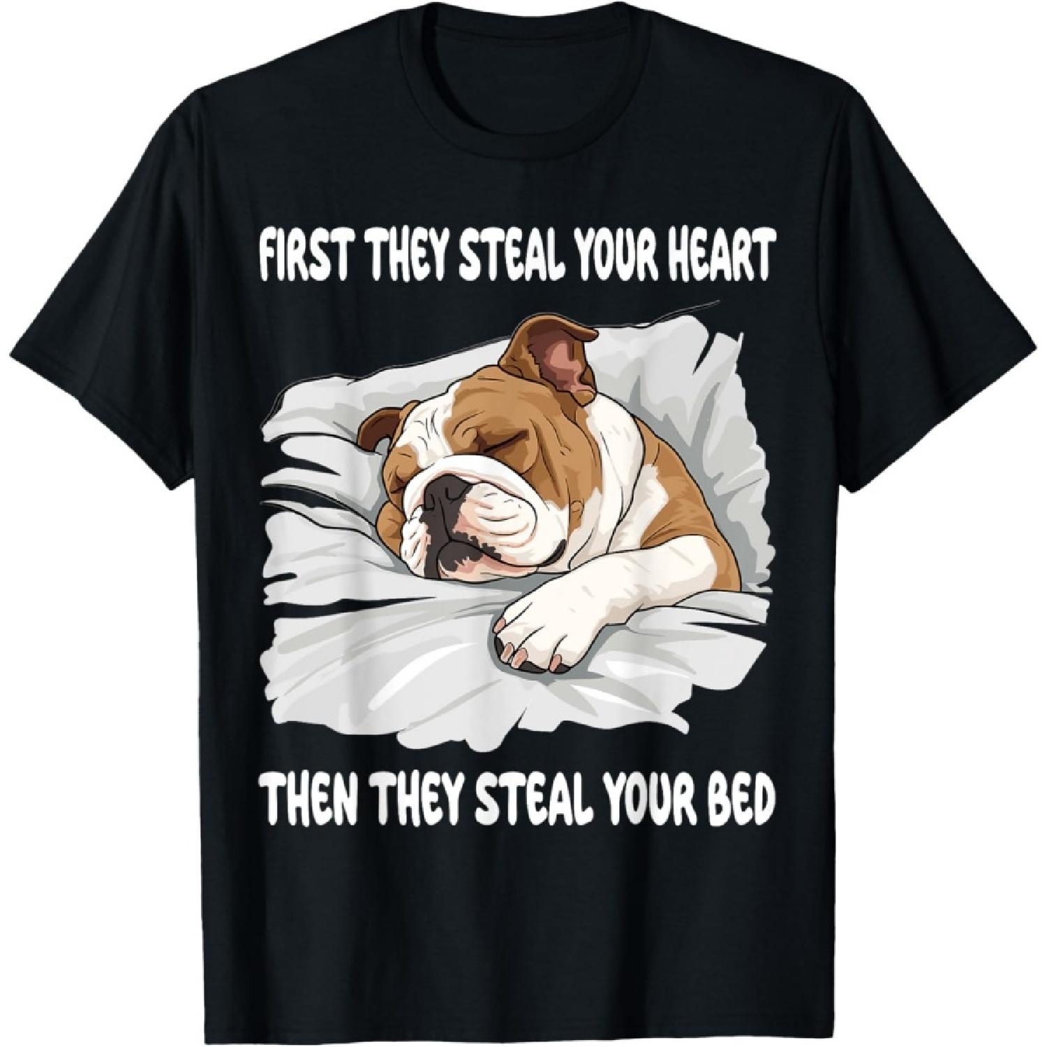 Английский бульдог Спящий Пижама Ночная рубашка Мужчины Женщины Девочки Дети Футболка S