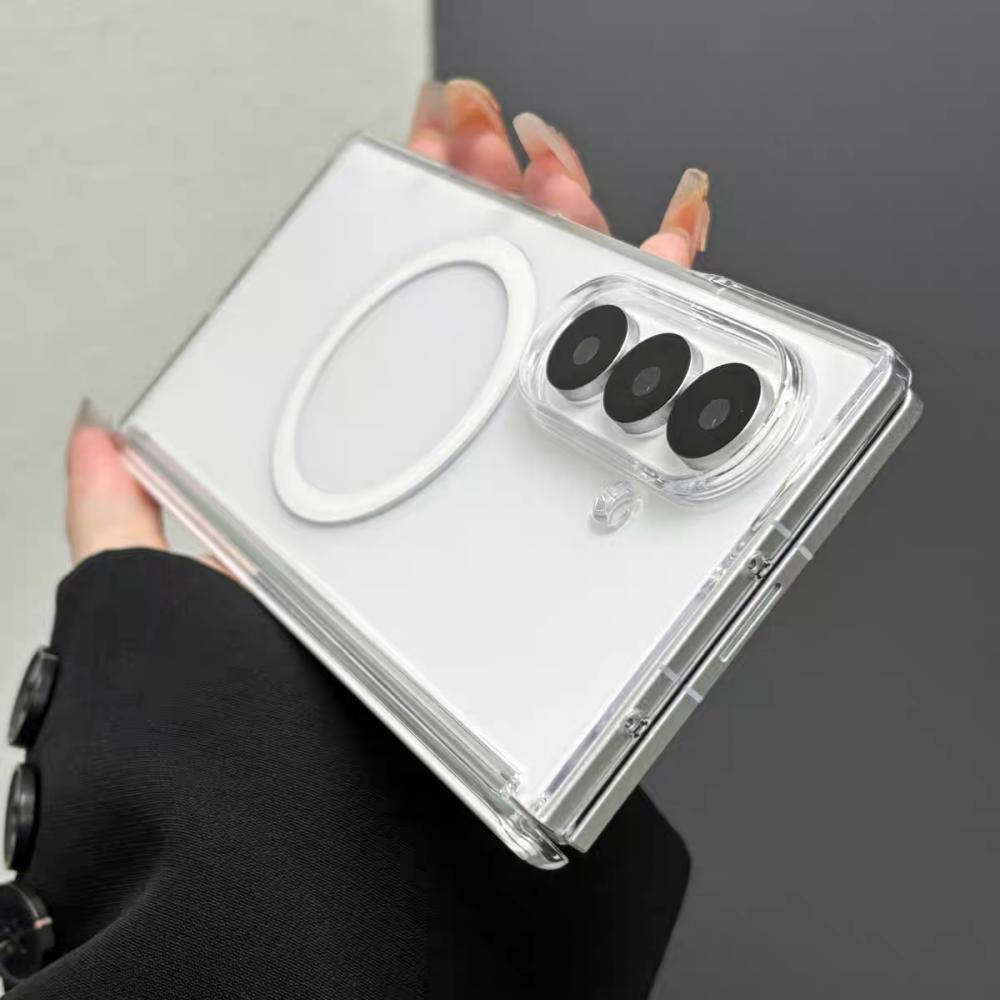 Transparent Magnetic for Magsafe Case for Samsung Galaxy Z Fold 7 6 5 4 Wireless Charge Acrylic Clear Hinge Phone Cover