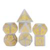 Cusdie Cat's Eye Stone DND Dice Handmade D4-D20 Polyhedral Gemstone Dice Set with Leather Box for Tabletop RPG Collection