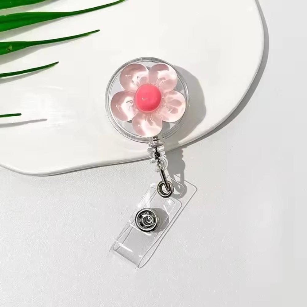 New Fashion Floral Badge Reel Retractable Worker ID Card Pull Buckle Doctore Nurse Durable ID Card Badge Holder Clip