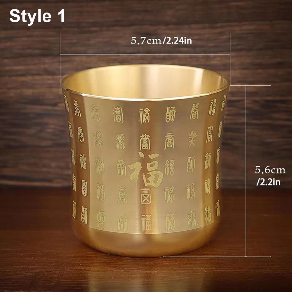 1Pcs 6cm Brass Tea Cup Auspicious Baifu Cup New Tea Mug Cornucopia  Desktop Ornament
