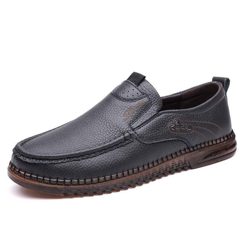 856 Men'S Shoes Leather Shoes Spring Low-Top Feet Cowhide Surface Flat Bottom Handmade Beans Casual Shoes Single Shoes