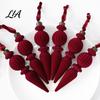 Retro Icicle Hanging Decorations 6Pcs Christmas Flocked Pendant with Lanyard, Creative Tree Hanging, French Vintage Style Baubles Shape Ornaments for