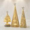 3 Pieces Glass Christmas Tree Semi-Transparent Tabletop Decoration Festive