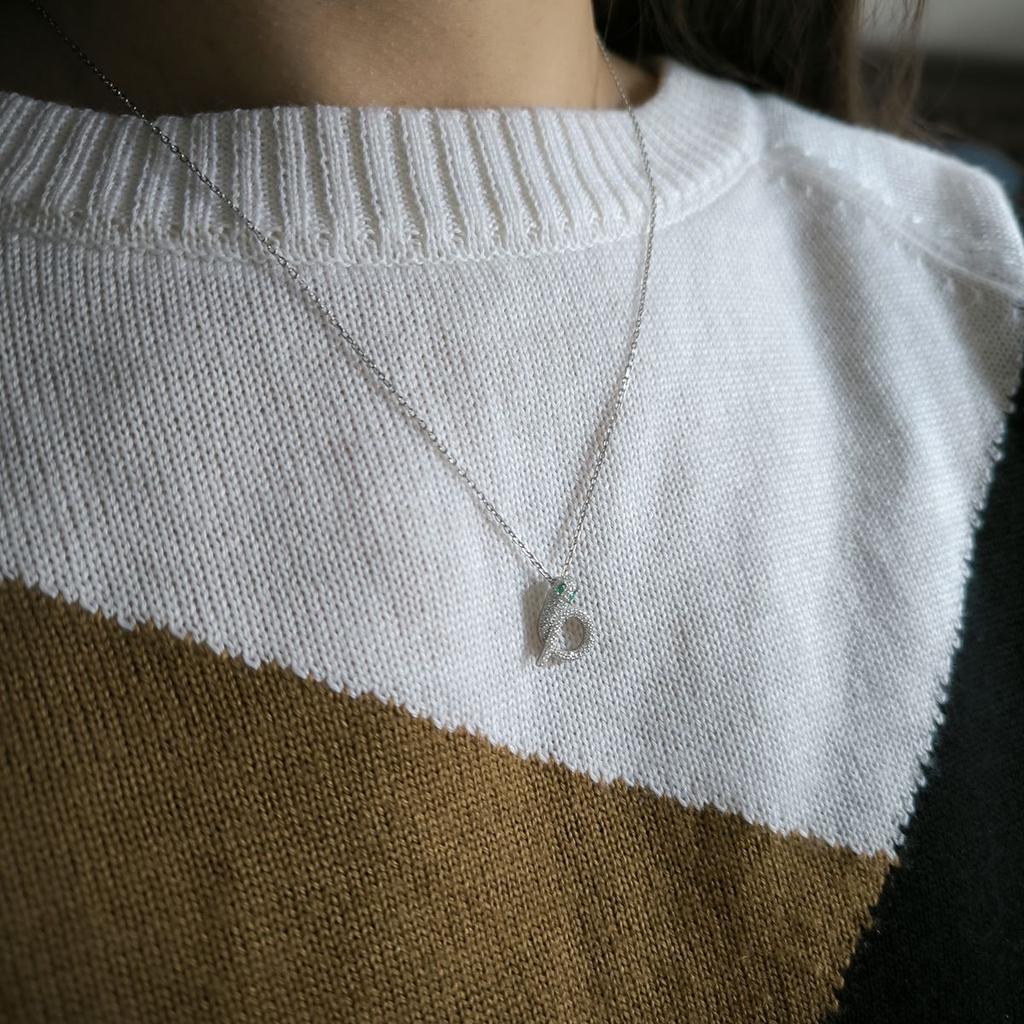 Silver Necklace with Cubic Zirconia, Product Weight 4.12 G (2177531)