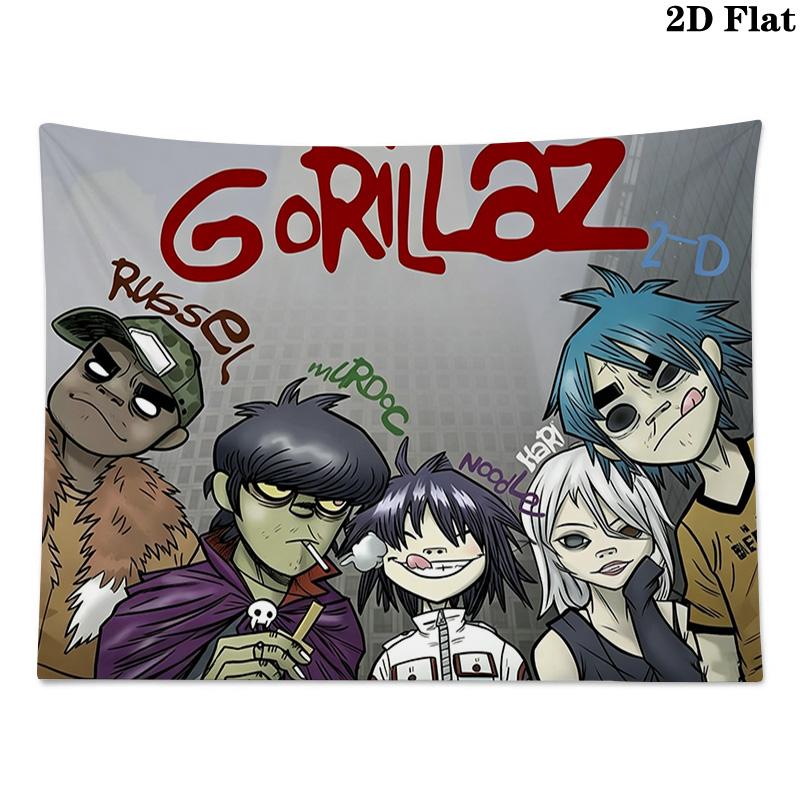 Gorillaz Wall Tapestry Aesthetic Wall Hanging Printed Fabric Blanket Decorative Tapestries for Bedroom Living Room Home Decor