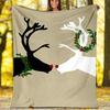 Christmas Reindeer Theme Printed Blanket - Perfect for Couch, Bed, Travel & Outdoor Use | Machine Washable, Cozy & Durable.