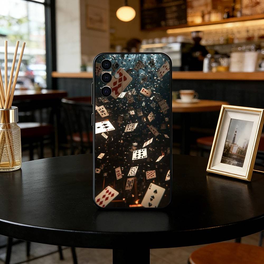 

Poker Cards Phone Case Black Silicone Soft For Samsung S25,S24,S21,S22,S23,S30,Ultra,S20,Plus,Fe,Lite Samsung S235G