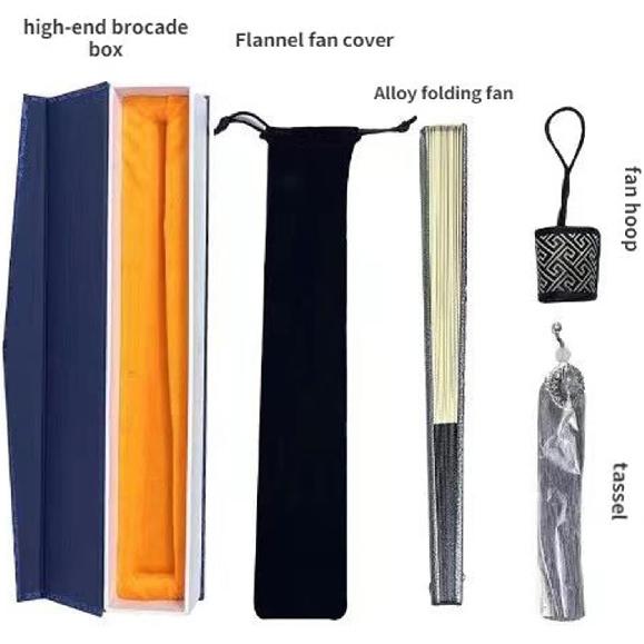 Klassischer Stil 10 Zoll Selbstverteidigung Metall Faltfächer Männlicher Seidenstoff Fächer Wolframstahllegierung Fächer Kung Fu Handfächer Für Performance, Tanz,