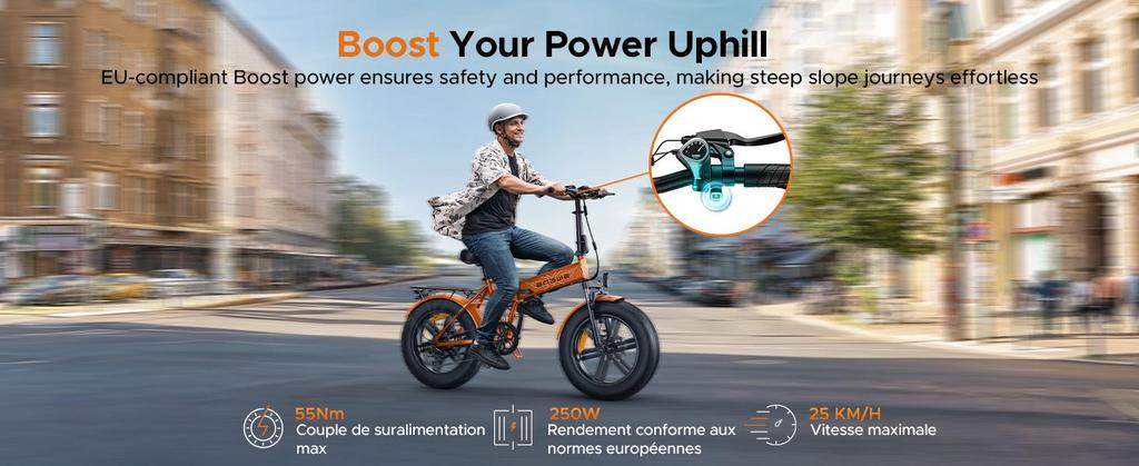 Bicicletă electrică pliabilă ENGWE, baterie 48V 13Ah, autonomie de 50-120 kilometri, anvelope late de 20 de inci, 7 viteze, EP-2 Boost.