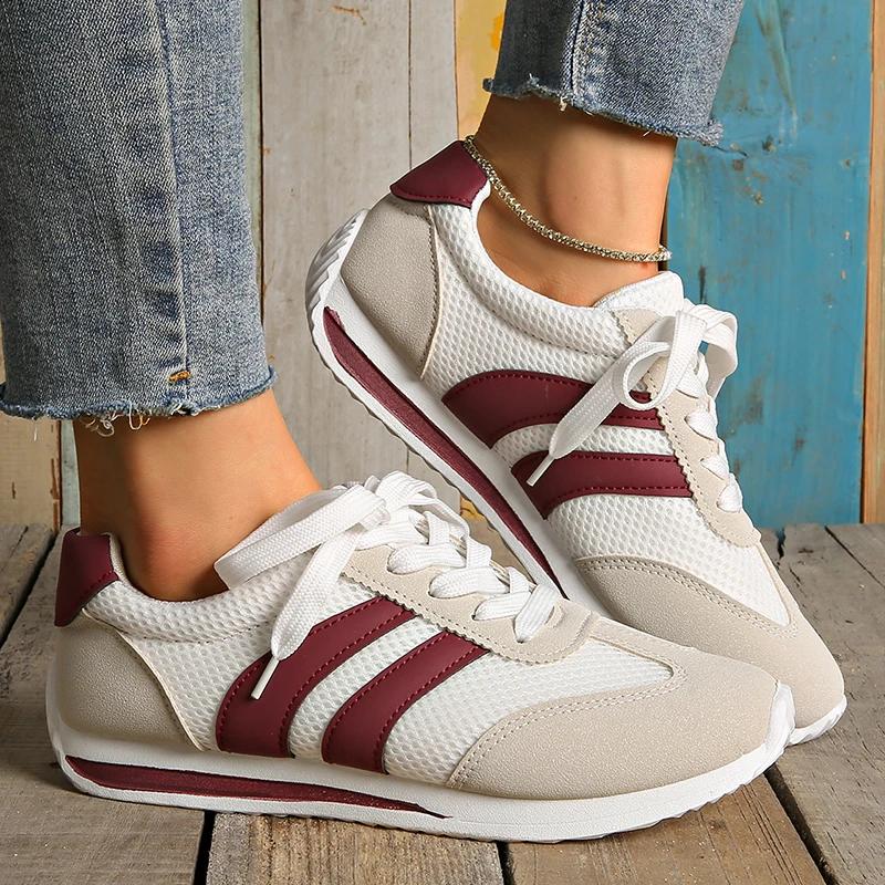 Fashion Women's Lightweight Casual Sneakers Breathable Mesh Running Sports Shoes for Women 2025 Fashion Striped Platform Trainers Woman