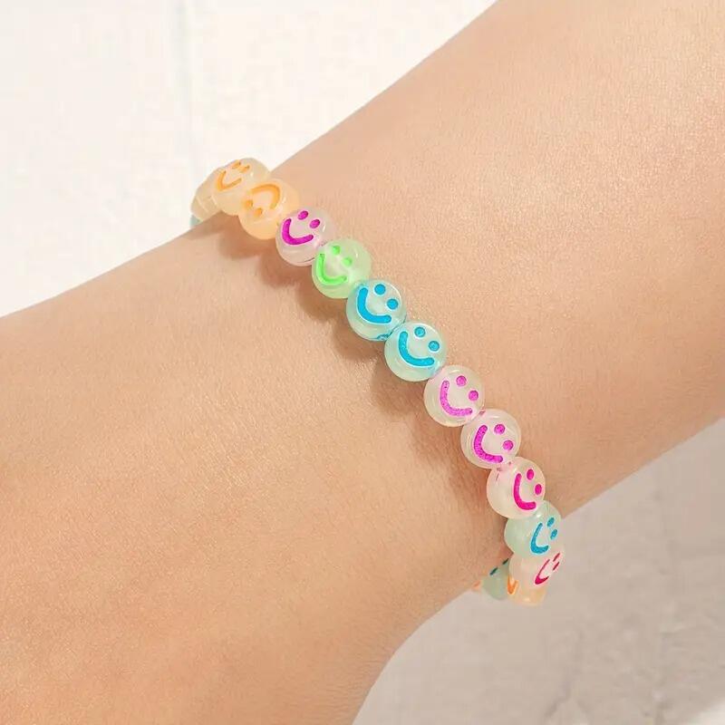Fluorescent Glow-in-the-Dark Smile Bead Bracelet Friendship Couple Bracelet Charm Beads