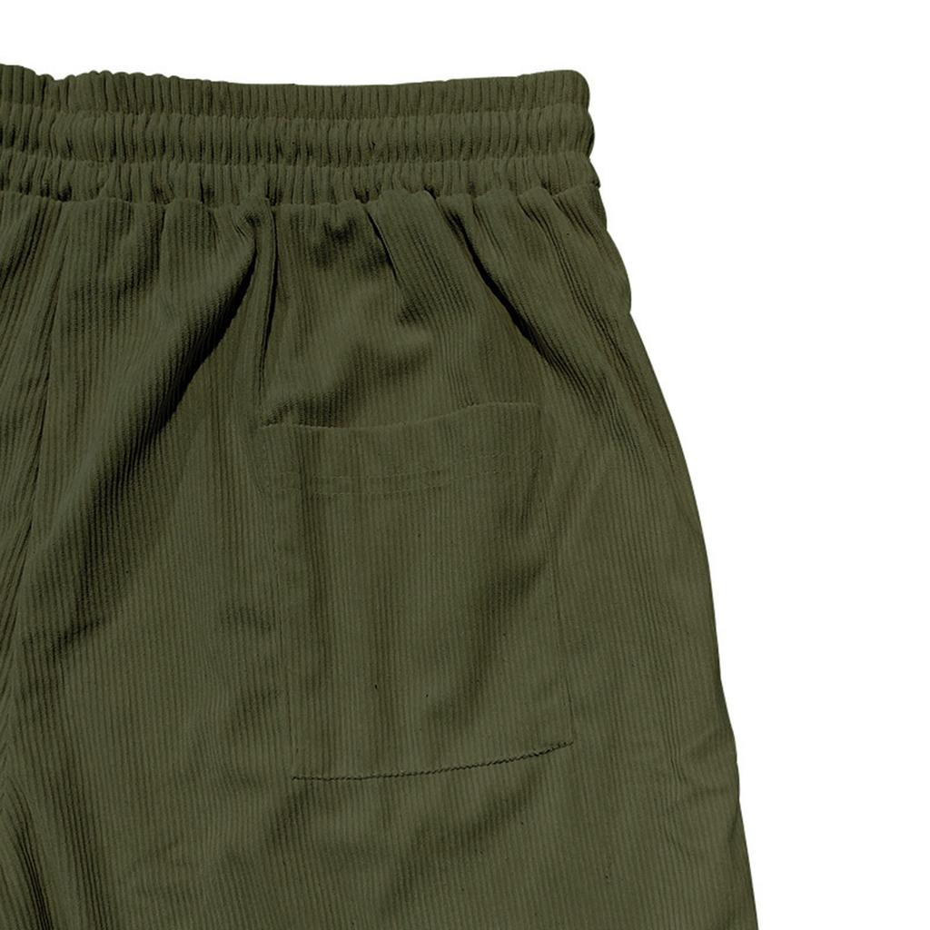 Men's Summer Corduroy Shorts Men's Elastic Waist  Sporty Loose Casual Five Point Pants