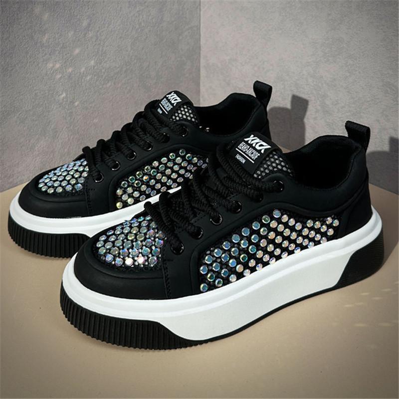 Fashion Trend New Designer Men's Fashion Charm Rhinestone All Match Mixed Thick-soled Causal Shoes Male Walking Sneakers Zapatos Hombre