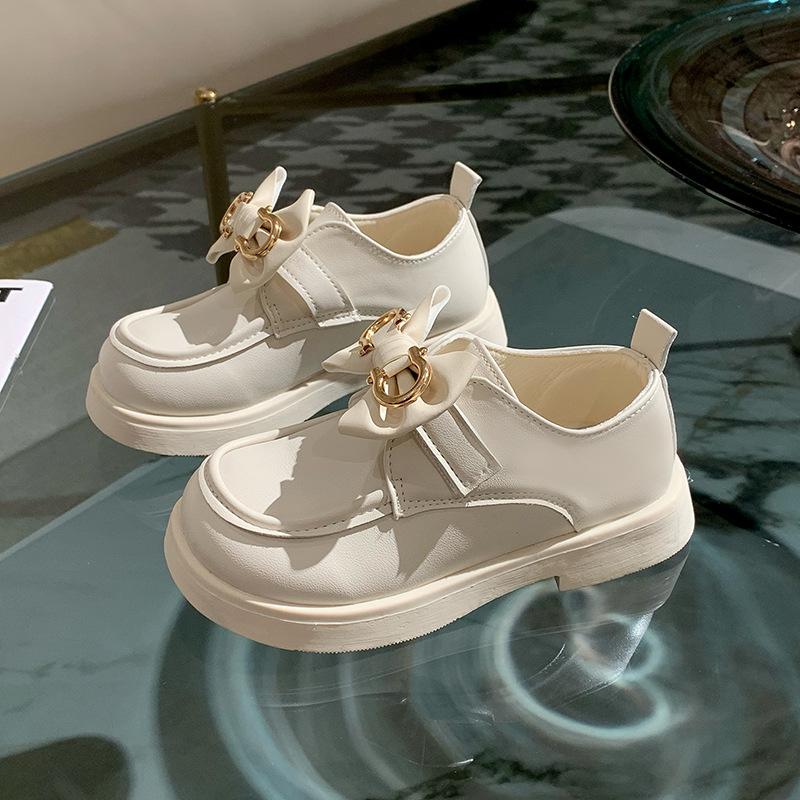 2025 Autumn New Korean Version of Children's Foreign Style Bow Princess Single Shoes Girls British Style Soft-soled Small Leather Shoes