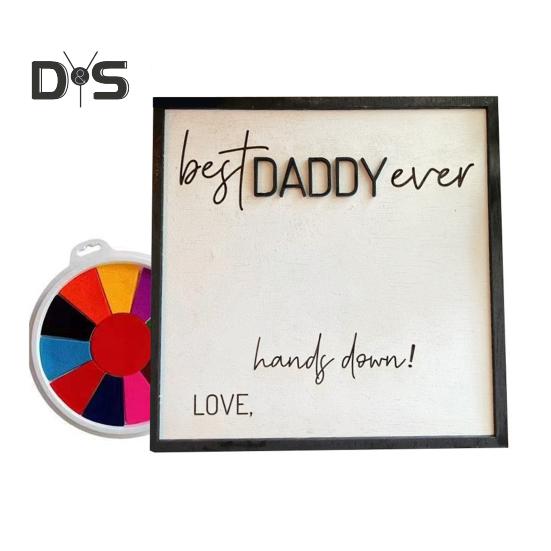 

Подарок-отпечаток руки для папы, лучшего папы на свете, деревянная табличка на стол, отец и дети, знак для папы, папы, дедушки от дочери, сына, ко Дню отца F