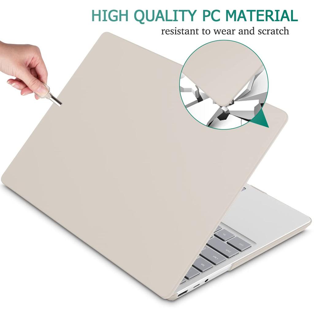 SRUOCASE Microsoft Surface Laptop Metal Palm Rest for 1872 1873 1953 1979 Plastic Hard Shell Case with Screen Keyboard Dust Rock Ash 15" 3/4/5 Models