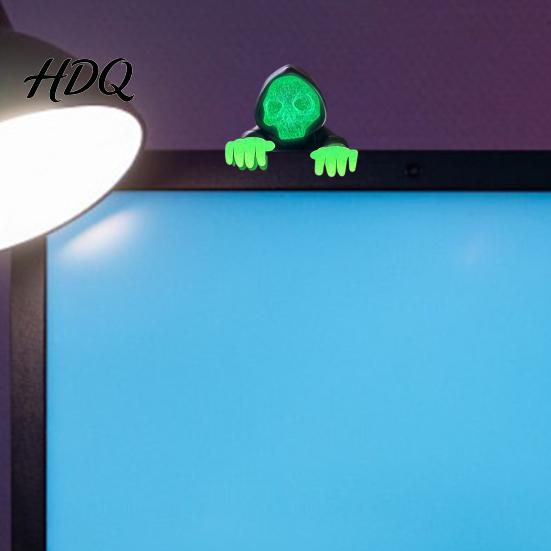 Unique Desktop Figurine Computer Monitor Skull Figurine 3D Printed Luminous Display Decor with Hooded Grim Reaper Design Halloween Horror