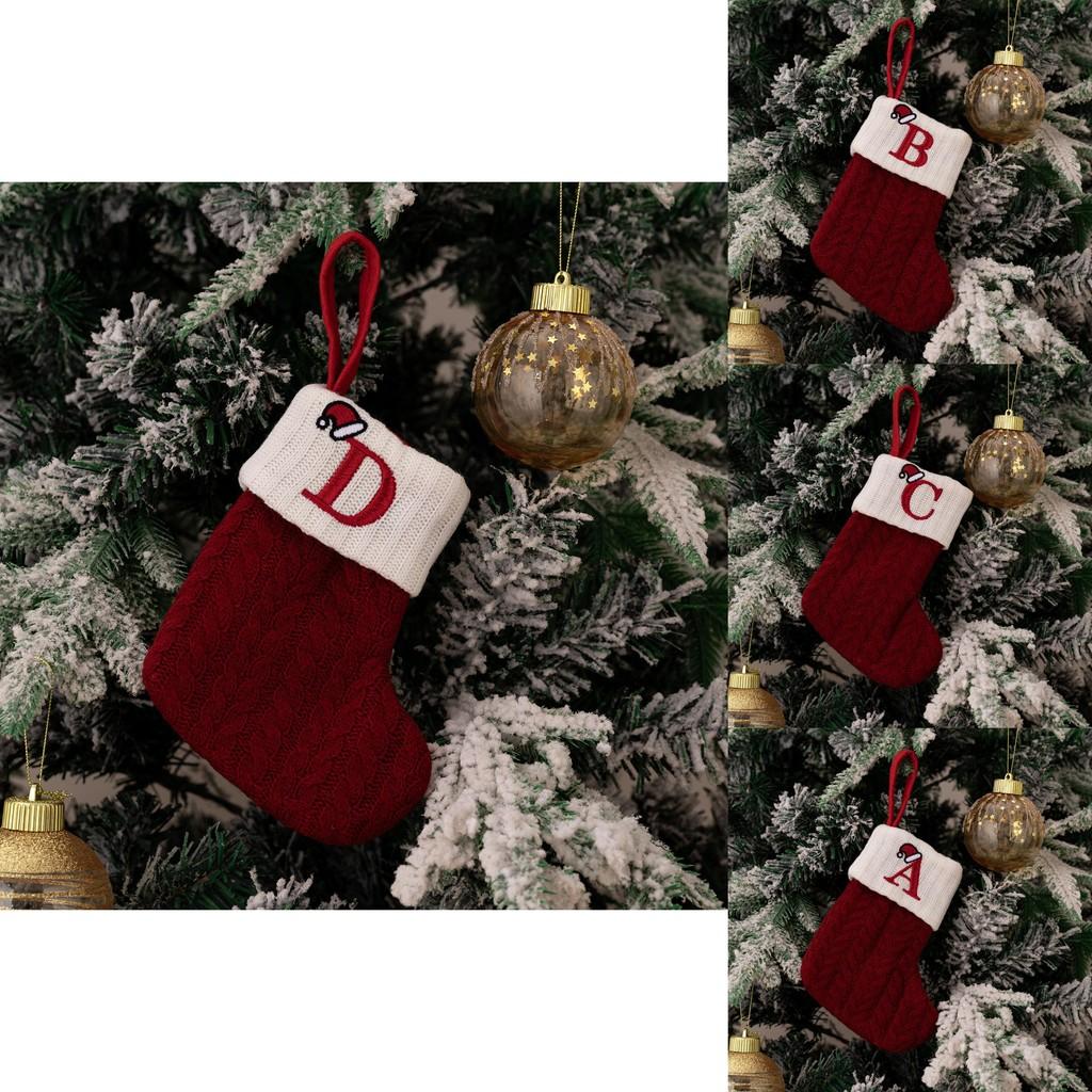 Exquisite Red Knitted Christmas Stockings With Embroidered Letter Designs For Festive Decor
