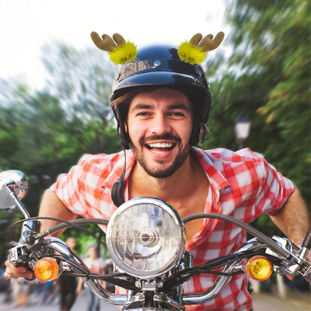 Christmas Antlers Motorcycle Helmet Decoration Electric Helmet, Ski Ear DIY Bike Decor Ornaments Helmet L9O0