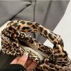 Pu Leopard Print Handbag Black Crescent Bag Simple Pu Leather Handbag  Make Up Bag