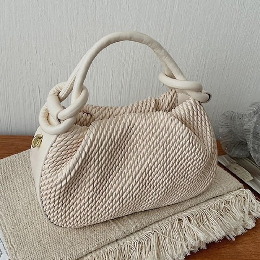 PU Leather Solid-color Woven Shoulder Bag Moderate Capacity Crossbody Bag Vacations