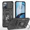 Armor Series For Motorola Moto G54 5G Case PC+TPU Kickstand Phone Cover with Slide Lens Protector