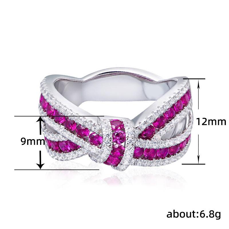 Diamond Cross Knot Ring High-End Sparkling Bow Design Women s Ring for Christmas 10