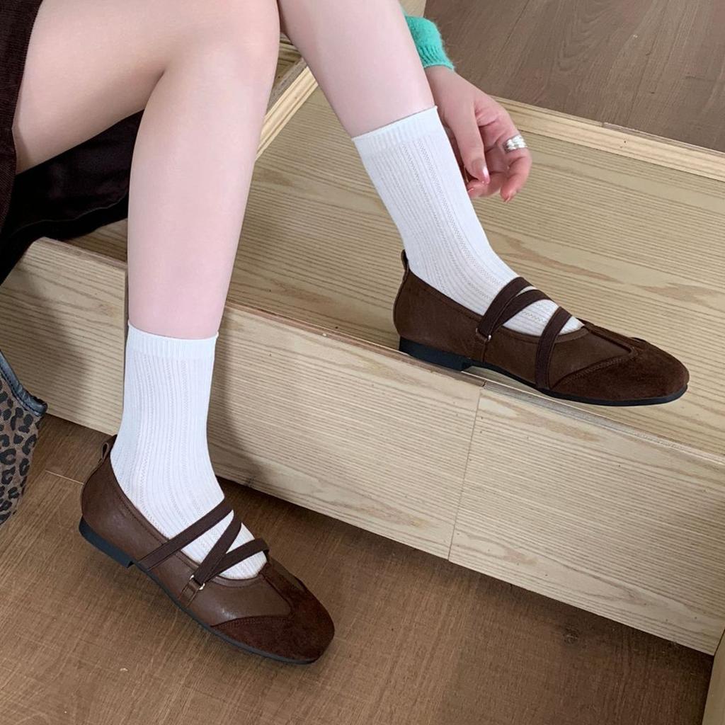 Fashion IPPEUM Women Ballet Flat Shoes Square Toe Soft Red PU Leather Mary Janes Shoes