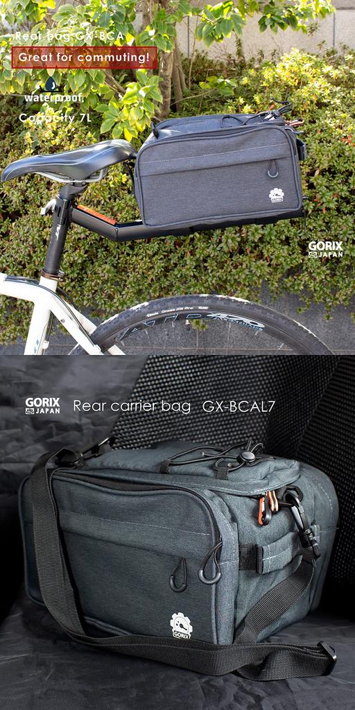 GORIX Bicycle Rear Carrier and 7L Large Capacity with Shoulder Multifunctional Rear Bag for Road Bikes and Cross Durable and Stylish and Simple Design