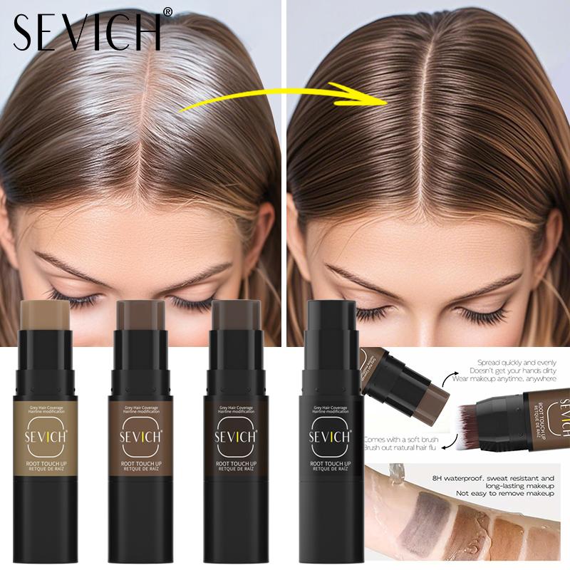 Creion Vopsea de Păr de Unică Folosință cu Pensulă SEVICH Rezistent la Apă Stick pentru Retuș Păr Acoperire Rapidă pentru Păr Alb și Gri Corector Temporar Creion Stick pentru Umplerea Bărbii